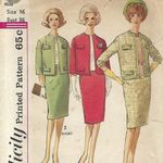 Vtg 1960s wool skirt suit cream Green Size 4 Photo 11