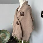 Winter Cotton Knit Shawl‎ Scarf Wrap w/ Large Buttons Taupe Tan 60”x17” Photo 2