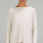 Lululemon  ribbed Back In Action long sleeve tee boatneck top oat heather knit Photo 0