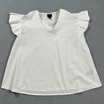 Worthington  Petite Top Blouse P Small  Womens White V Neck Flutter Sleeve Ruffle Photo 0