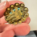 Vintage Faux Turquoise Gold Tone Clip On Earrings Womens Estate West Germany Photo 2