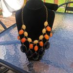 Charming Charlie  Vintage Bib Statement Necklace Orange Black Photo 0
