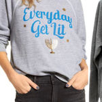 Wildfox Sommers Everyday Get Lit Cotton Sweatshirt Hanukkah Gray Size Medium Photo 0
