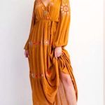 easel  Embroidered Camel Maxi Dress S Photo 1