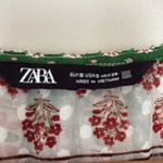 ZARA Ruffle Frills Floral Print Dress V-neck Midi Size S Green Blogger Favorite Photo 10