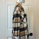 Warm Plaid Long Sleeve Flannel Dress Polyester Thick Material Brown Black Size L Size L Photo 3