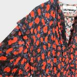 IRO  River Smocked Fil Coupe Mini Dress Women's Size 2‎ Red Blue Silk Blend Print Photo 5