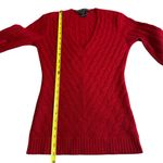 Ralph Lauren Black Label Women’s XS Cable Knit 100% Cashmere Sweater Red V-Neck Photo 4
