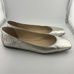 Jimmy Choo  Gwenevere Square-toe Flats in Silver Metallic Leather Photo 4
