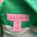 Lilly Pulitzer  Crochet Floral Trim Sleeveless Shift Dress 8 Green White Womens Photo 7