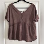 American Eagle Outfitters Brown Babydoll Tie-Back Tee Photo 1