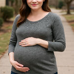 Motherhood Maternity Gray Rhinestone Blouse Extra Large Photo 0