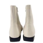 Linea PAOLO Rad Ivory Ankle Boot Square Toe Low Heel Womens Size 8.5 Winter Fit Photo 4