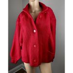 I.B. DIFFUSION Cardigan Sweater Coat Sz S Women's Red Wool Mohair Cozy Soft Vtg Photo 11