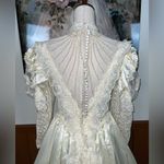 Fabulous Vintage 1970s/80s Ivory Satin Prairie Style Wedding Gown! Size 12 Photo 7