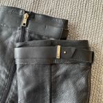 Ann Taylor Black Pebbled Leather Low Heel Tall Riding Boots Goldtone Buckles 6.5 Photo 2