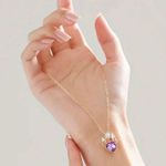 Purple Love Heart With Small Crown Necklace Photo 1