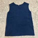 Bryn Walker Linen Women's Dark Wash Denim Sleeveless Top Dark Blue Photo 2