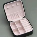 Mini Jewelry Box Portable Travel Jewelry Storage Box, PU Leather Small Organizer Black Photo 3