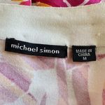 Michael Simon Beaded Pink White Cardigan Sweater Floral Beach Cruise Medium Photo 5