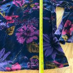 Trina Turk Shirt Womens Small Crushed Velvet Dark Floral Blouse Flutter Sleeves Photo 4