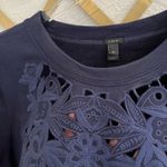 J.Crew  Navy Floral Cutout Crewneck sweater Medium Photo 4