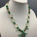 Handmade Beach Style Y2K Vintage Green Seastar Glass Beaded Necklace Photo 3