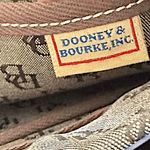 Dooney & Bourke Signature Monogram Tote Bag Brown Canvas Leather Trim Drawstring Photo 11