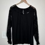 Beldini Belldini black mix media sheer sleeve romantic lace goth long sleeve top 2X Photo 1