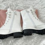 Stuart Weitzman Laine Pearl Leather Combat boots in shite size 8.5 B Photo 9