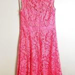 Monique Lhuillier ML Dress Hot Pink Lace Overlay Semi Formal Dress Sz 8 EUC Photo 5