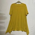 Cato Blouse Top Women's 18/20W Mustard Round Neck Handkerchief Hem Pullover Photo 1