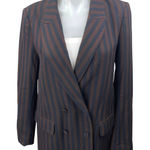 H&M  Brown Black Striped Double Breasted Notch Collar Blazer Coat Jacket Size 6 Photo 0