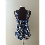 Vintage B Wear Y2K Satin Cami Babydoll Tank Top Fairy L Blue Black Swirl Empire Size L Photo 2