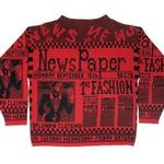 Vintage 80s Via l.A. Newspaper AOP Red Sweater Size M Photo 0