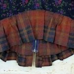 Handmade Womens Vest XS Orange Tartan Plaid Front Zipper Ruffle Peplum Grunge Y2K Handmad Photo 11