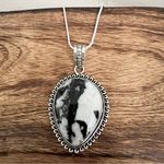 925 Sterling Silver White buffalo Turquoise Necklace Womens Gemstone Jewelry Black Photo 3