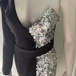BELLA BARNETT Sequin One Shoulder Blazer Dress small Silver Photo 4