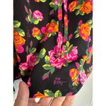 Betsey Johnson NEW Black Dark Goth Roses Peasant Top Black Pink Fall Witchy Photo 3