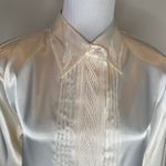 Jaclyn Smith VIntage NWT Satin Pleat Front Embroidered Placket Blouse IVory Sz 12 Photo 11