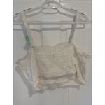 Universal Threads Universal Thread Tie-Front Crop Top Smocked Sleeveless‎ Casual White Linen M Photo 6
