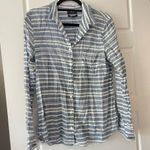 J.Crew Blue and White Stripe Boy Shirt Long Sleeve Button Up Cotton Photo 1