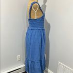 Betsey Johnson Federal Blue Smocked Embroidered Eyelet Midi Dress Sz Large Photo 6