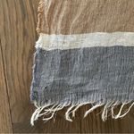 Schneiders Salzburg Color Blocked Striped 100% Linen Scarf Cream, Blue, Orange Blue Photo 3