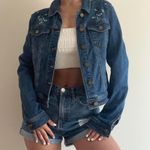 Romeo + Juliet Couture Blue Embroidered Denim Jacket Photo 0