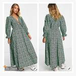 ASOS  Design Cotton Midi Smock Dress Green Zebra Photo 1