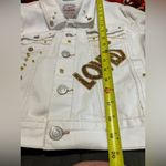Aeropostale Customized-Patchwork white  denim jacket featuring gold sequin Size L Photo 5