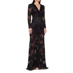 Alexis  Lucasta Women's L 8/10 Black Lace Ruched Ruffle Trim Maxi Evening Formal Photo 6