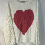 Miss Sparkling Heart Patterned White and Red Sweater Size Medium Photo 0