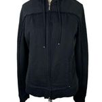 ESCADA SPORT womans size Medium Black hoodie full zip track jacket ruffle trim Photo 0